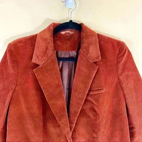 SILVER UNICORN Silver Corduroy Burnt Orange Button Y2K Blazer Jacket Size 11 - Picture 2 of 8